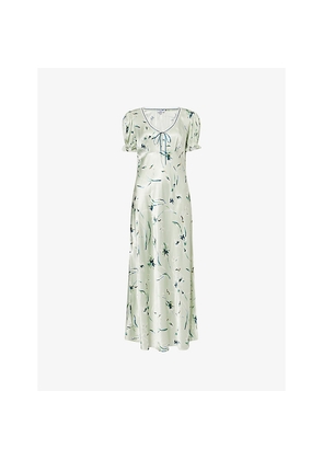 Womens Rails Allison Puff-Sleeve Satin-Crepe Maxi Dress