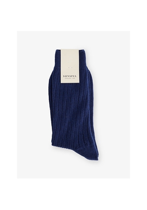 Mens Sunspel Ribbed Cashmere Crew Socks