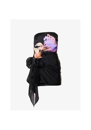 Womens David Koma Front-Tie Strapless Silk Mini Dress