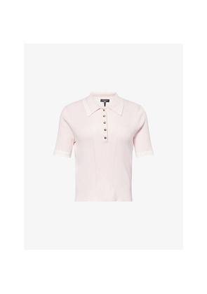 Womens Rag & Bone Laurie Tipped-Collar Cotton and Cashmere-Blend Polo Shirt