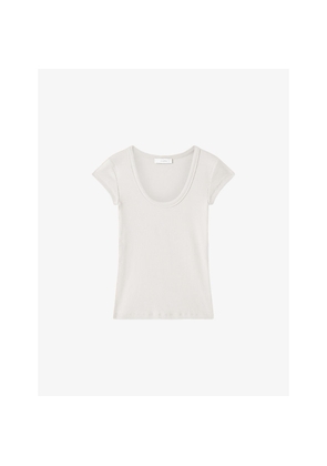 Womens Joseph Saba Round-Neck Stretch-Cotton Top
