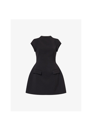 Womens Odd Muse Cap-Sleeve High-Neck Crepe Mini Dress