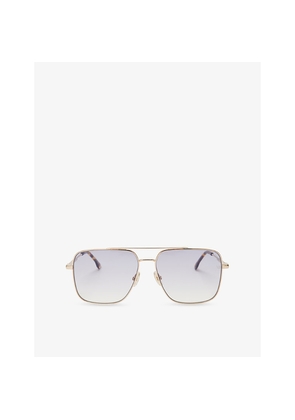 Womens Victoria Beckham Square-Frame Double-Bridge Metal Sunglasses
