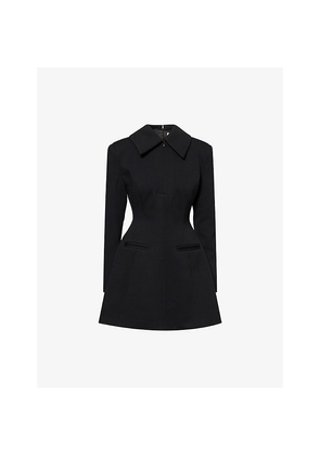 Womens Odd Muse Quarter-Zip Collared Cotton-Blend Mini Dress