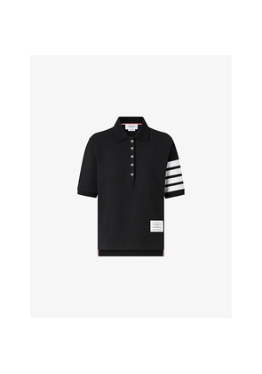Mens Thom Browne X Asics Brand-Patch Striped-Sleeve Cotton-Piqué Polo Shirt