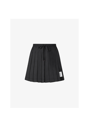 Womens Thom Browne X Asics Pleated Drawstring-Waist Woven Mini Skirt