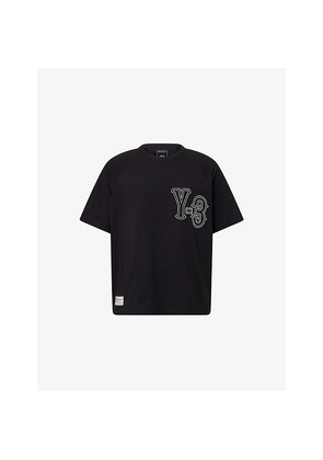 Mens Y3 Logo-Embroidered Oversized Cotton T-Shirt