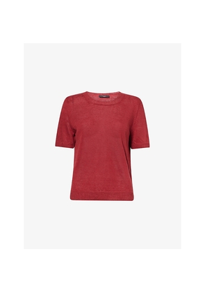 Womens Weekend Max Mara Round-Neck Short-Sleeve Knitted Linen Top