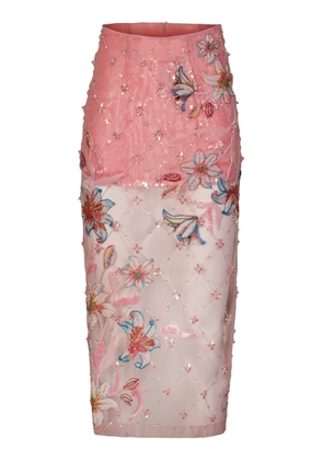La Fuori Inked Lily Embroidered Skirt - Moda Operandi