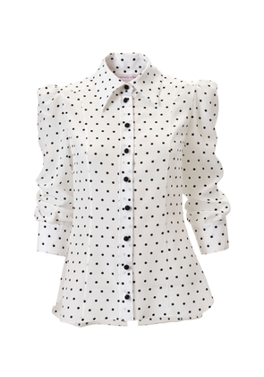 Carolina Herrera Collared Dot-Print Double Crepe de Chine Shirt - Moda Operandi