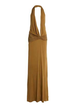 Christopher Esber Contour Suede Belted Jersey Halter Gown - Moda Operandi