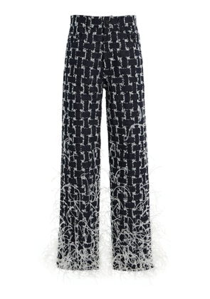 Oscar de la Renta Feathered Jacquard Denim Straight-Leg Pants - Moda Operandi
