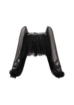 LoveShackFancy Ebbie Cropped Silk Top - Moda Operandi