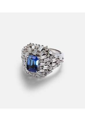 Suzanne Kalan 18kt white gold ring with sapphire and diamonds