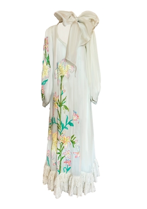 La Fuori White Whimsical Embroidered Silk Dress - Moda Operandi