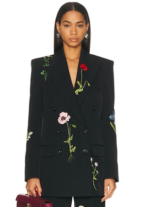 Stella McCartney Boyfriend Embroidered Tailored Blazer in Black - Black. Size 36 (also in 34).
