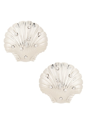 Rowen Rose Shell Earrings in Silver & Crystal - Metallic Silver. Size all.