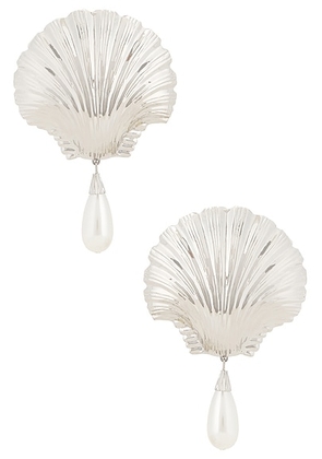 Rowen Rose Shell Earrings in Silver & White - Metallic Silver. Size all.