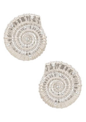 Rowen Rose Conch Shell Earrings in Silver & Crystal - Metallic Silver. Size all.