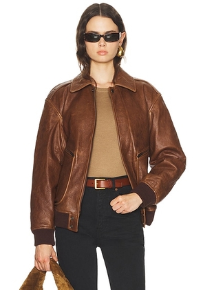 Saint Laurent Leather Jacket in Brun Chene & Marron Te - Brown. Size 34 (also in 36, 38, 40, 42).