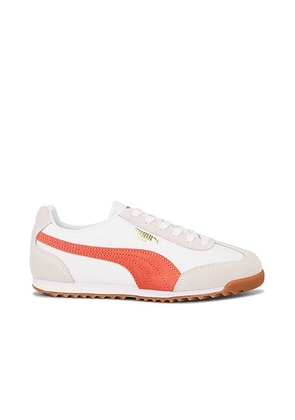 Puma Select Arizona Retro Sneaker in Puma White & Red Glamour - White,Coral. Size 6 (also in 6.5, 7.5, 8, 8.5, 11, 7, 9, 9.5, 10).