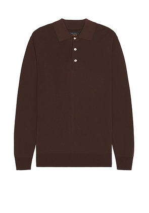 Beams Plus Knit Polo in Brown - Brown. Size S (also in L, M, XL).