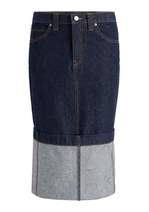 Khaite Kilian Cuffed Denim Midi Skirt - Moda Operandi