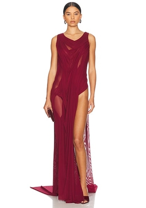 Di Petsa For Fwrd Long Dress With Side Split in Burgundy - Burgundy. Size M (also in ).