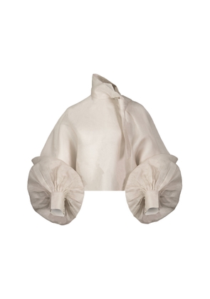 La Fuori Pearl Tie-Up Silk Top - Moda Operandi