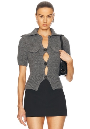McQueen Short Sleeve Cardigan in Dark Grey Melange - Grey. Size XS (also in ).