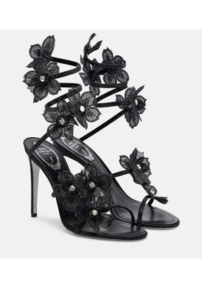 Rene Caovilla Floriane floral-applique satin sandals
