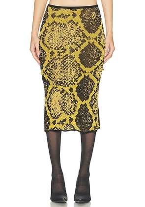 THE ATTICO Python Midi Skirt in Yellow & Black - Yellow,Black. Size 38 (also in ).