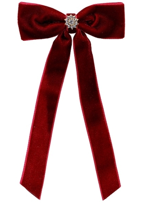 Emi Jay Iconic Velvet Bow Barrette in Cabernet - Burgundy. Size all.