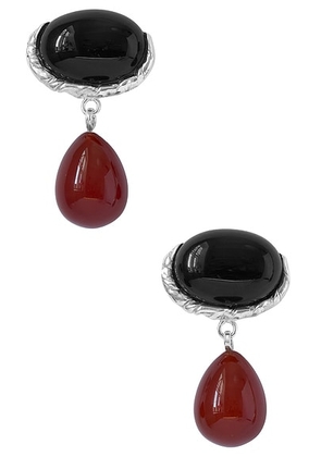 Corali Embleme Black Cherry Earrings in Silver  Onyx  & Carnelian - Black,Red. Size all.