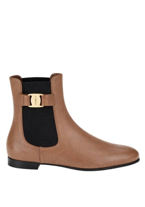 Ferragamo Leather Vara Bow Chelsea Boots, Size 7 C