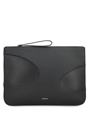 Ferragamo Black Leather Zip Pouch