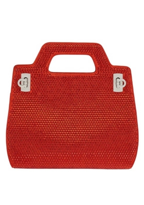 Ferragamo Flame Red Wanda Mini Bag With Crystals
