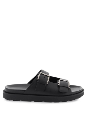 Ferragamo Double Strap Leather Sandals, Size 10