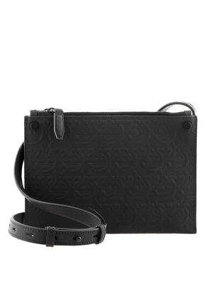 Salvatore Ferragamo Gancini Embossed Leather Crossbody - Black