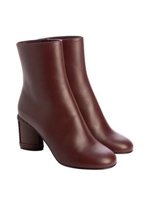 Ferragamo Leather Ankle Boots with Block Heel, Size 7 D