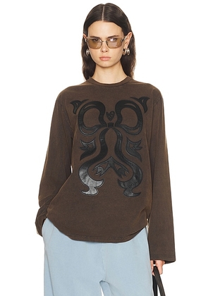 Acne Studios Eden Cowboy Top in Dark Brown & Black - Taupe. Size XS (also in S, M, L).