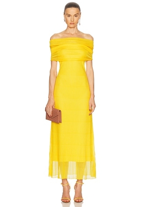 SIMKHAI Laurelle Off Shoulder Maxi Dress in Sunny - Yellow. Size XS (also in M, S).