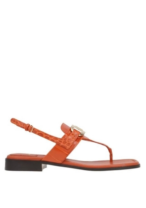 Ferragamo Gancini Lula Leather Flat Sandals, Size 5.5 C