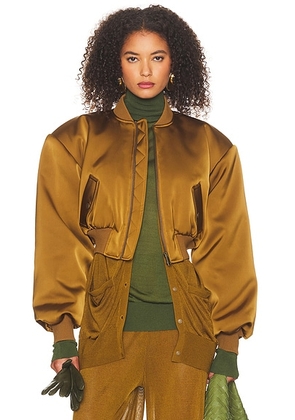 Helsa The Satin Puff Bomber in Dijon - Mustard. Size XXS (also in ).