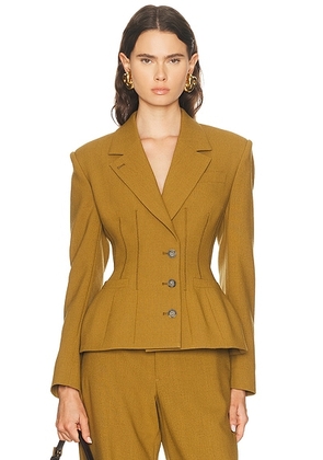 Jean Paul Gaultier Tailoring Wool Basque Jacket in Olive Green - Olive. Size 38 (also in 34, 36).