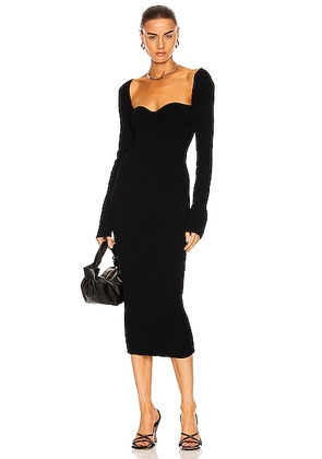 KHAITE Beth Long Sleeve Bustier Dress in Black - Black. Size M (also in ).