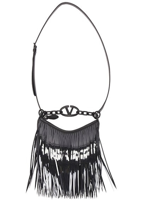 valentino garavani Valentino Garavani V Logo Moon Mini Hobo Bag in Nero - Black. Size all.