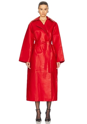 Magda Butrym Long Belted Coat in Red - Red. Size 34 (also in ).