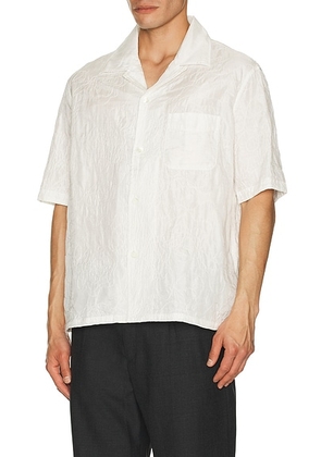 Our Legacy Heusen Short Sleeve Shirt in White Flower Embroidery - White. Size 48 (also in ).
