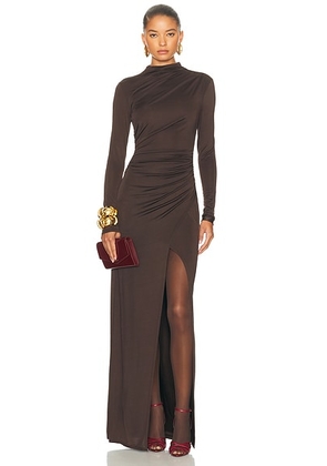 Lapointe Jersey Draped Gown in Dark Brown - Chocolate. Size M (also in XS).